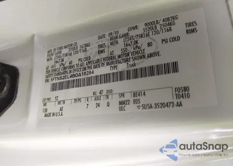 2011 Ford E-250 Commercial из США, поврежденный, VIN 1FTNS2EL4BDA18284